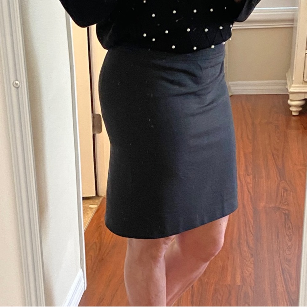 Raffaella Petite Charcoal Wool Blend Pencil Skirt Career Office Classic 10P - Picture 3 of 12